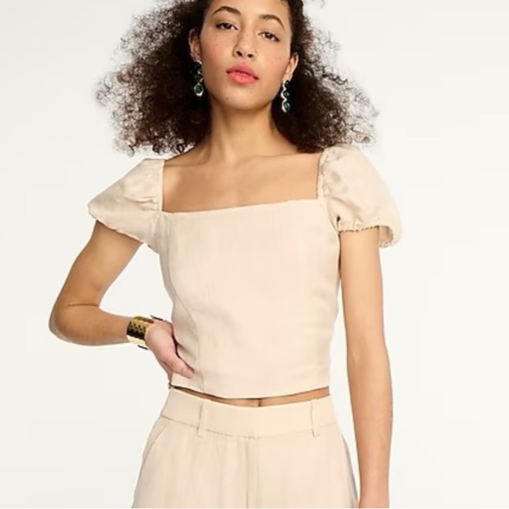 J. Crew Cream Puff Sleeve Top